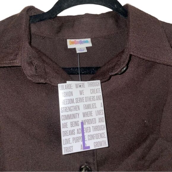 LuLaRoe Women’s Large Brown Abigail Button-Down Long Sleeve Flannel Gorpcore - Picture 5 of 16